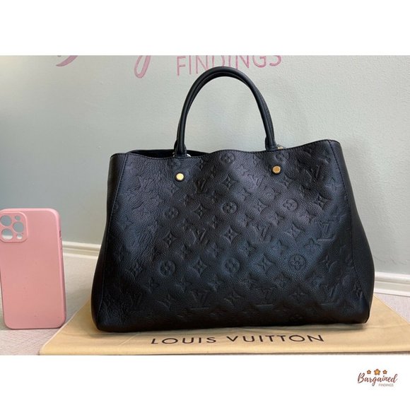 Authentic LOUIS VUITTON Black Monogram Empreinte Montaigne GM Bag W/ Strap - Picture 5 of 13